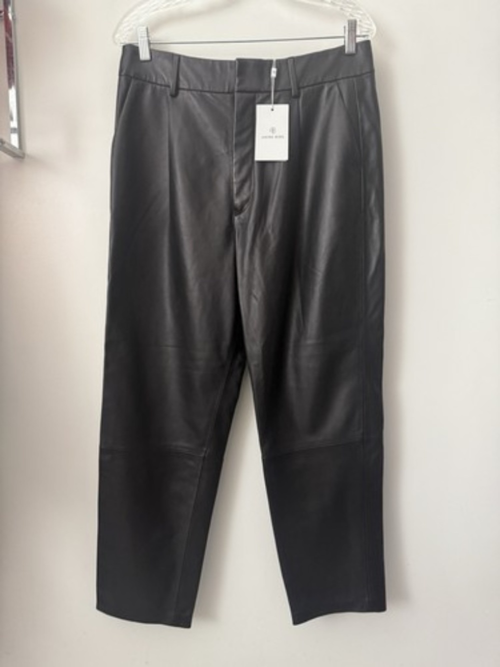 Anine Bing Becky Black Leather Trouser Size 42 NWT